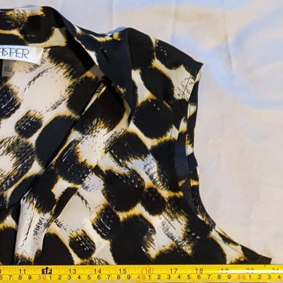 Kasper Sleeveless Top with Tie size L Black, Yellow, and White - Picture 10 of 10